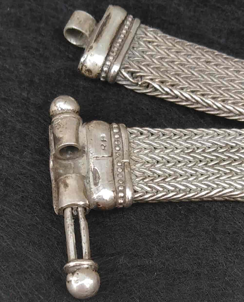 Vintage Rajasthani Silver Multi-Strand Snake Chain Bracelet | Signed "RA" | 51g, 21cm